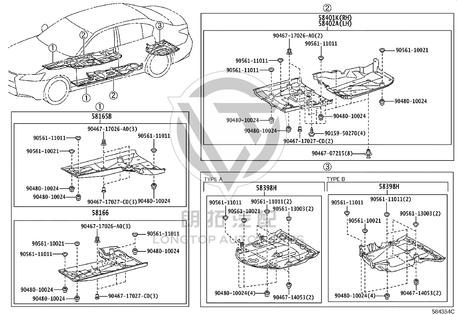 Rear Floor No.1 Board Subassembly 58401-30011 for Lexus GS SERIES