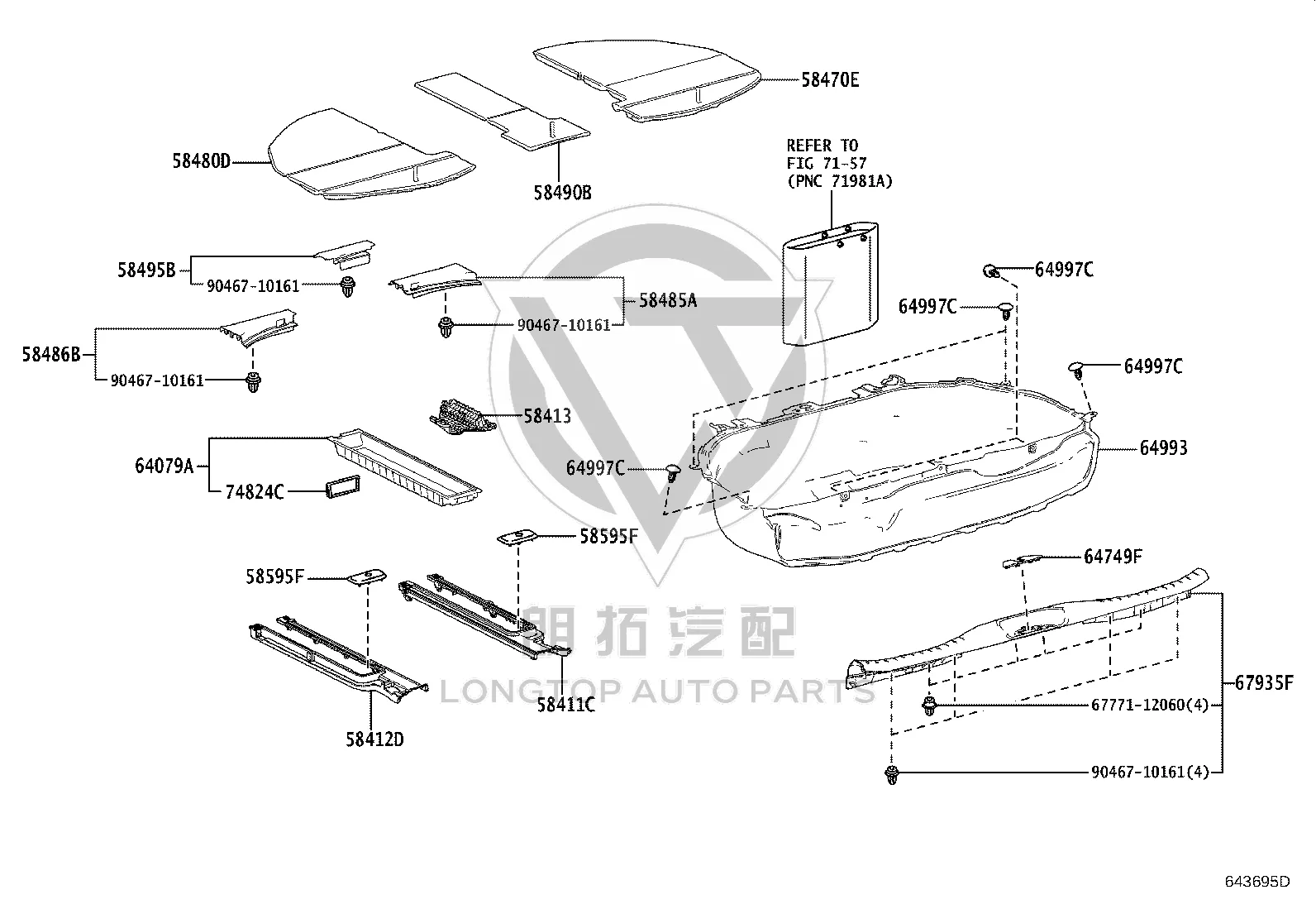 Trunk Groove Stacker 64993-58021 for Toyota Alphard