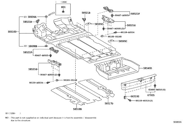Carpet Protection Strip No. 1 58595-08010 for Toyota Sienna