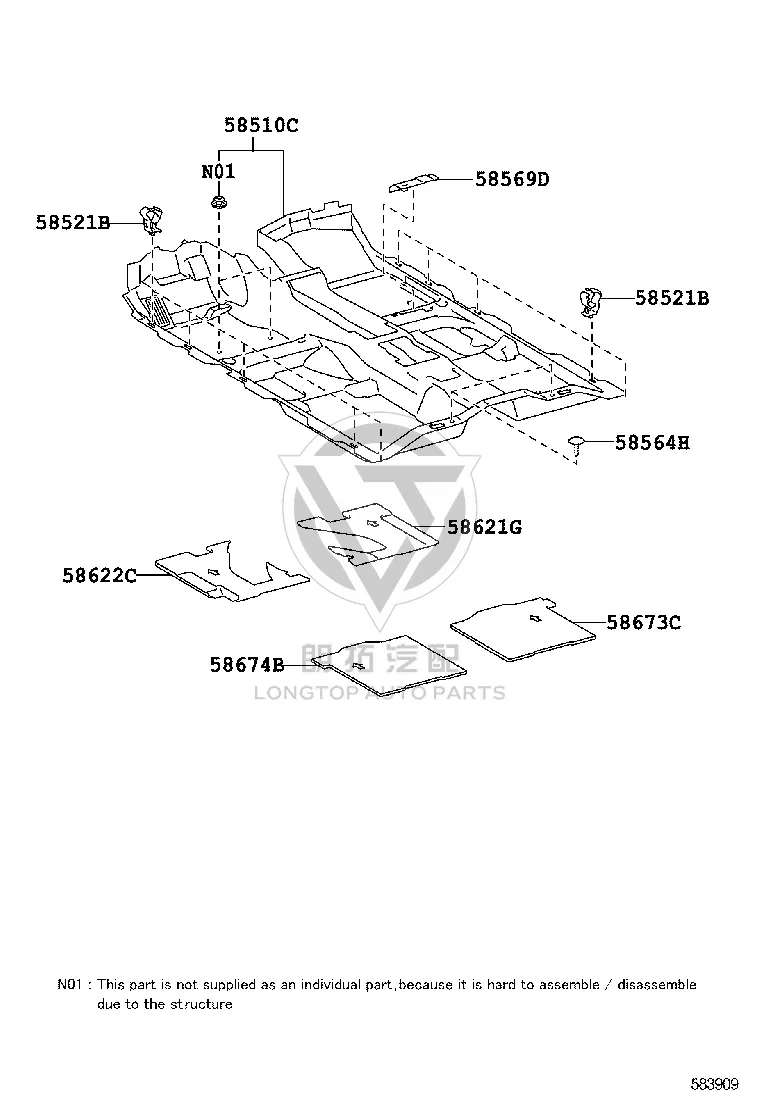 Front Floor Carpet 58510-0P140 for Toyota Reiz