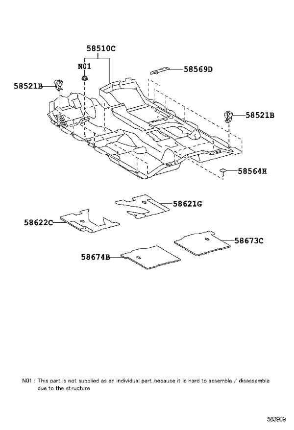 Front Floor Carpet 58510-0P130 for Toyota Reiz