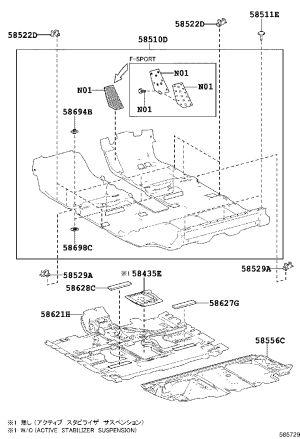 Floor Carpet Front 58510-48450 for Lexus RX Series