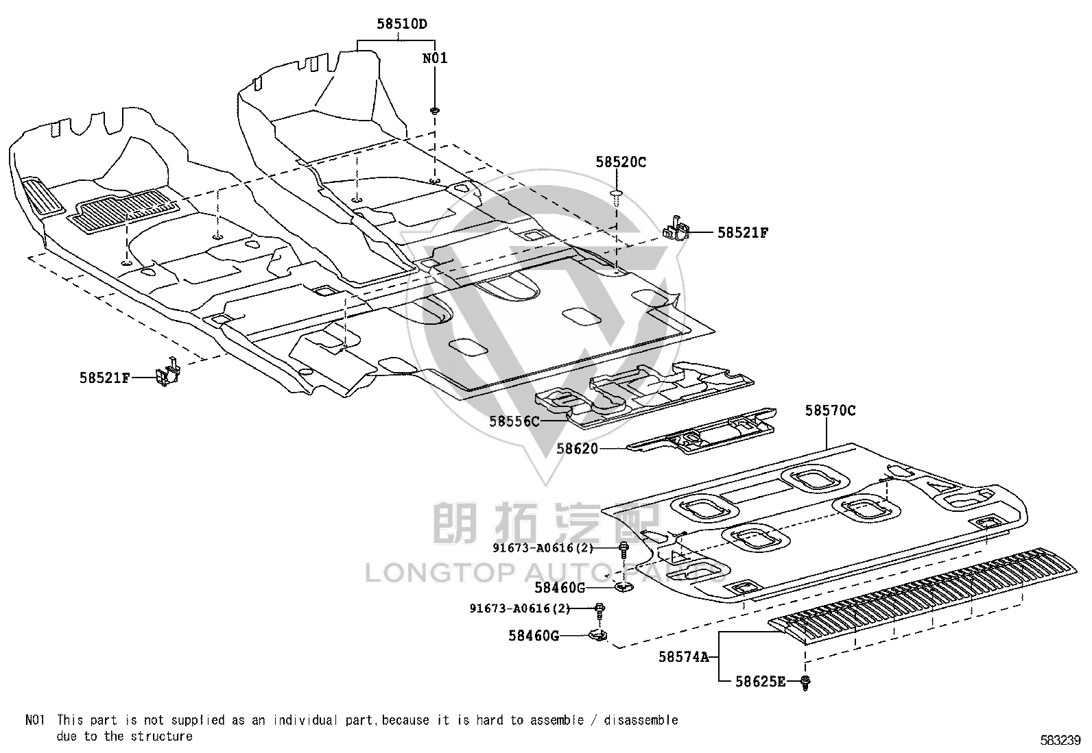 Front Floor Carpet 58510-60E22A1 for Lexus LX450D