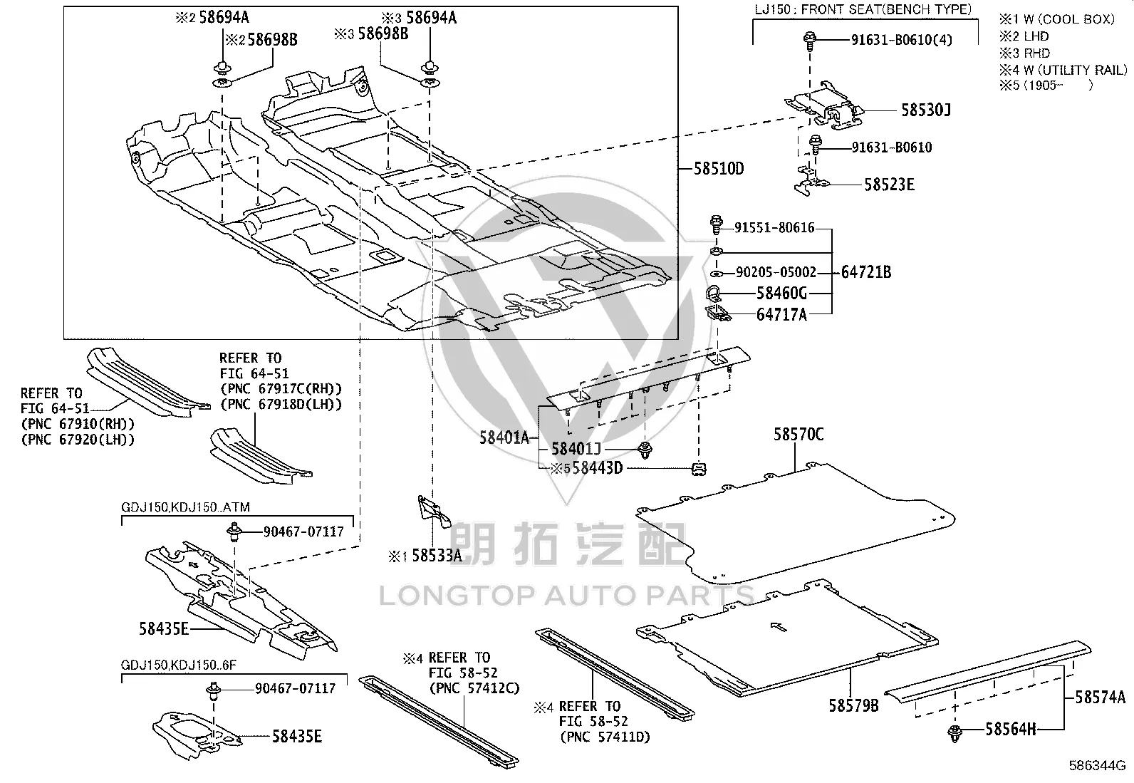 Rear Floor Mat Support Plate 58574-60130E1 for Toyota Land Cruiser Prado