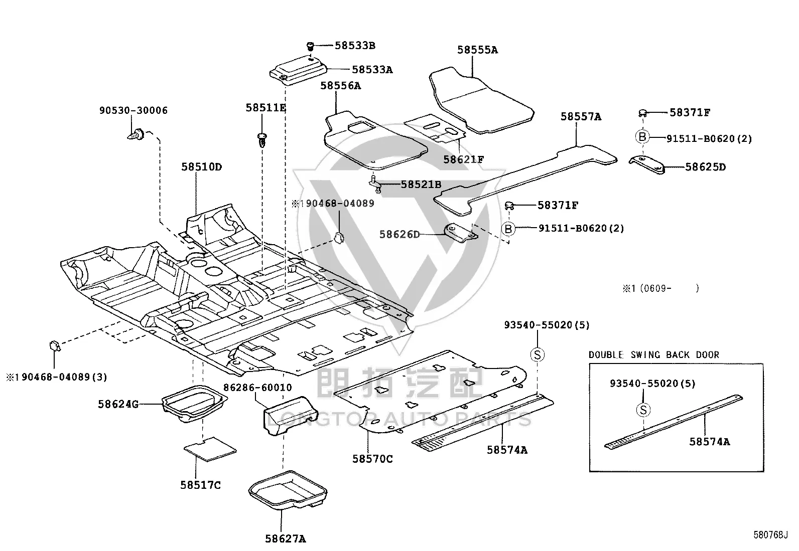 Aft Floor Mat Panel 1 58625-60020A1 for Toyota Land Cruiser