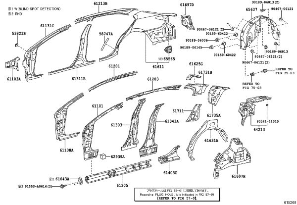 A-Pillar Outer Panel 61131-33091 for Lexus ES