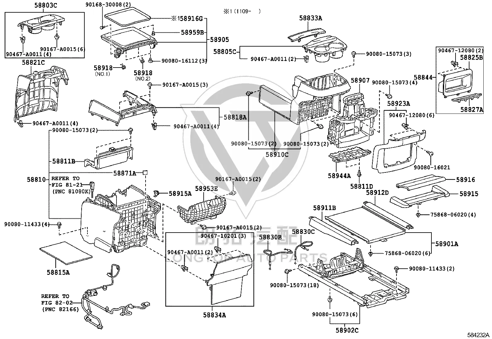 Armrest Box 58802-08011 for Toyota Sienna