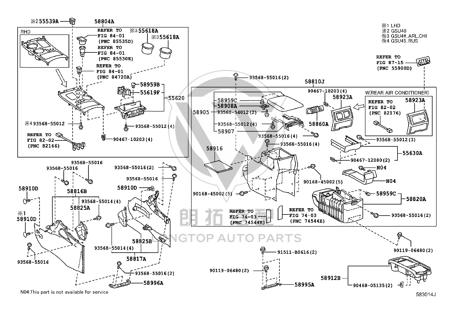 Center Console Housing 58810-48471 for Toyota Highlander