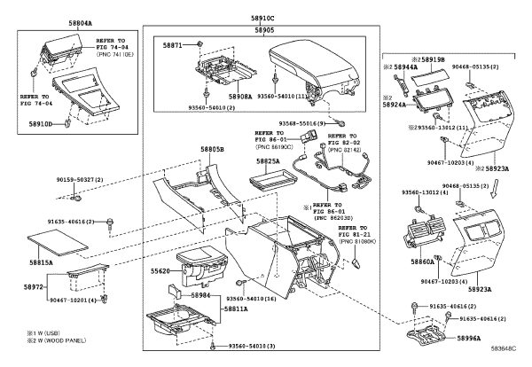 Center Console Insert 58825-33030 for Lexus ES
