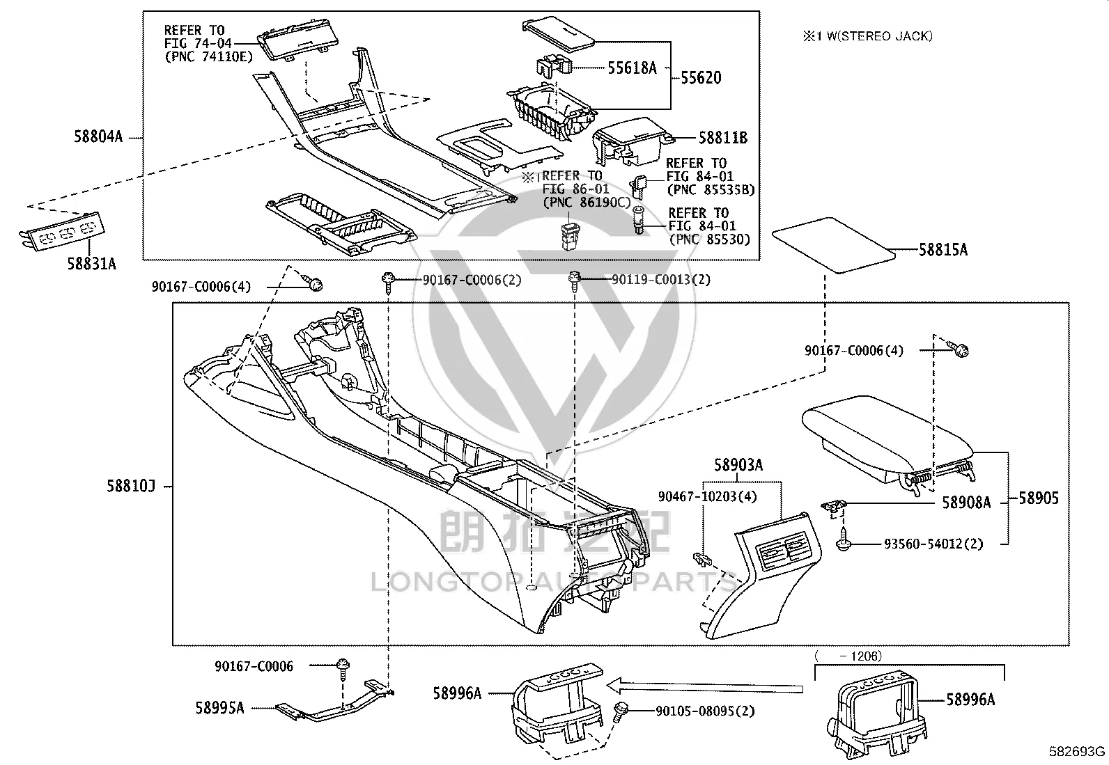 Center Console Trim Panel (Front) 58831-06240 for Toyota Camry
