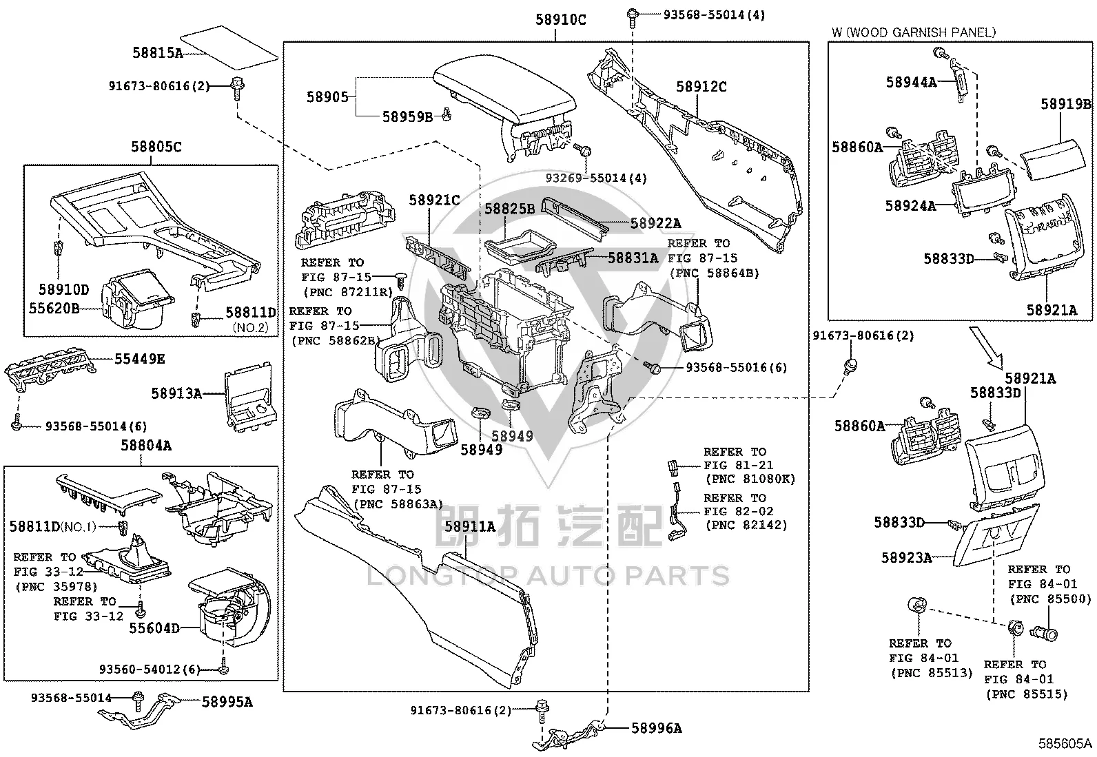 Center Console Air Vent 58860-33060-F0 for Lexus ES