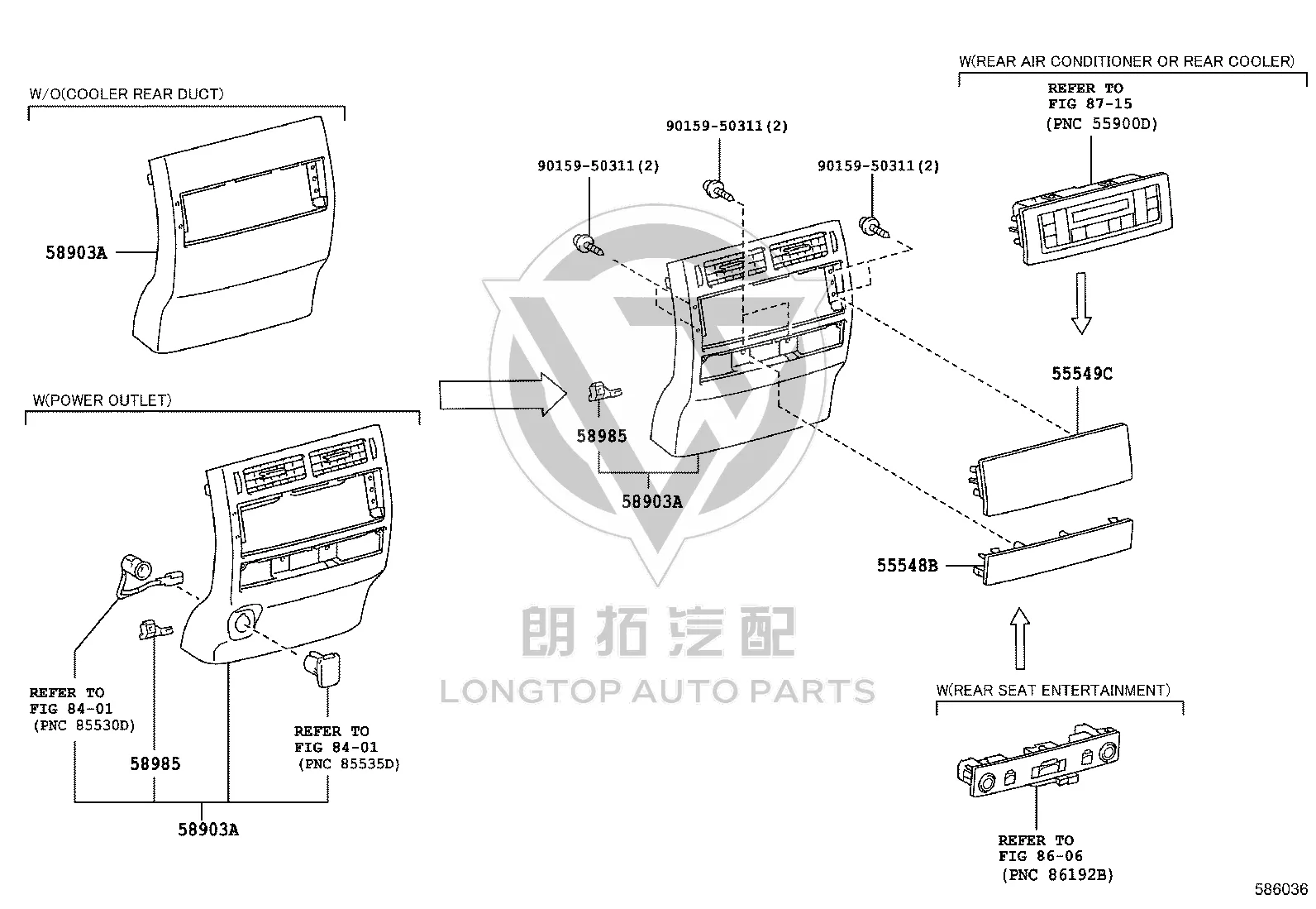 Center Console Air Outlet (Rear) 58903-60680 for Toyota Land Cruiser