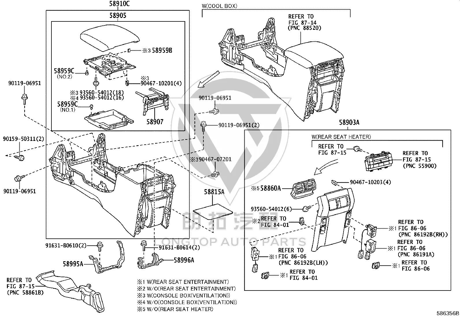 Center Console Storage Compartment 58910-60110 for Toyota Land Cruiser Prado