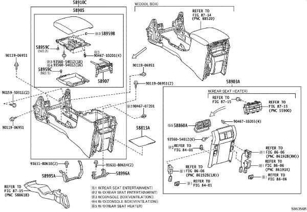 Center Console Storage Compartment 58910-60110 for Toyota Land Cruiser Prado