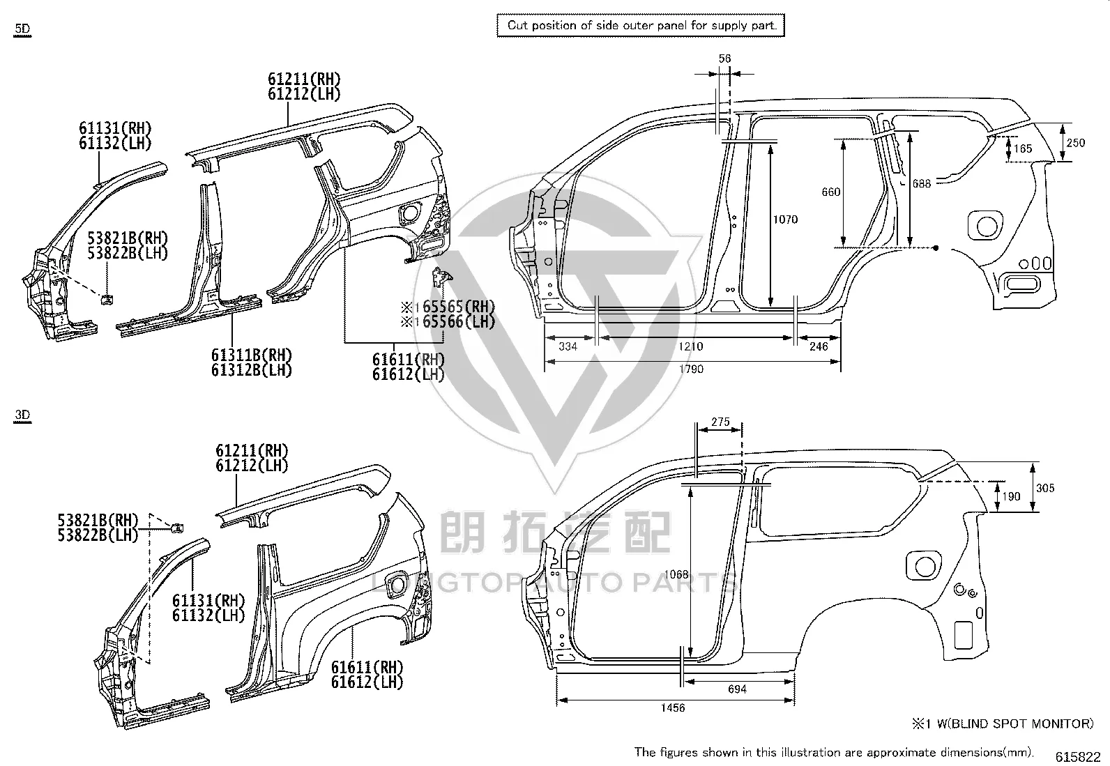 Rear Fender Left 60162-60B30 for Toyota Land Cruiser Prado