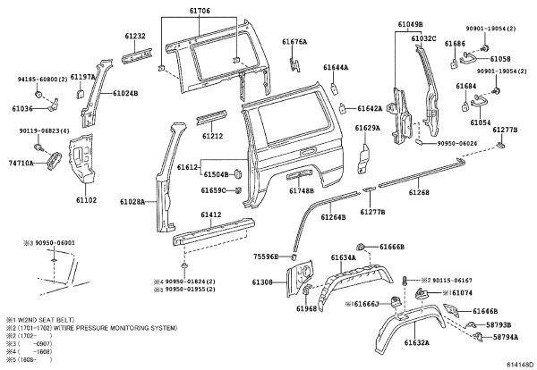 Bolt W Washer 90901-19054 for Toyota Land Cruiser 100, Land Cruiser & LX470