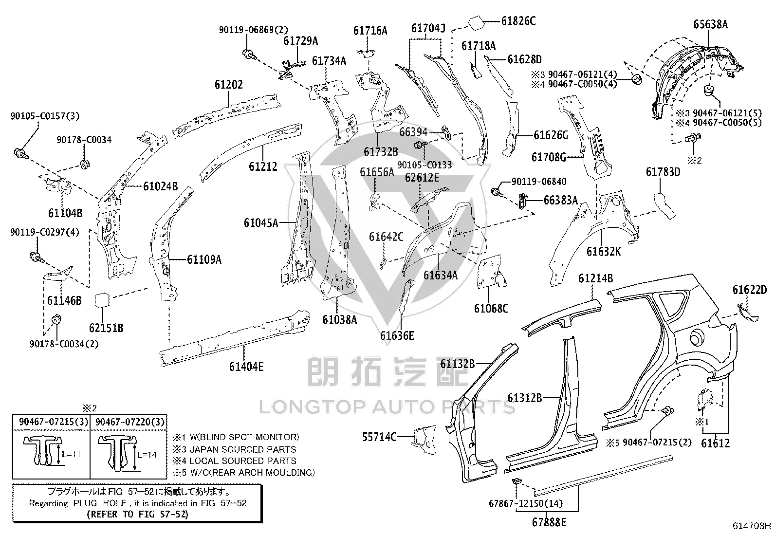 Left Rear Quarter Panel 61602-0R110 for Toyota RAV4