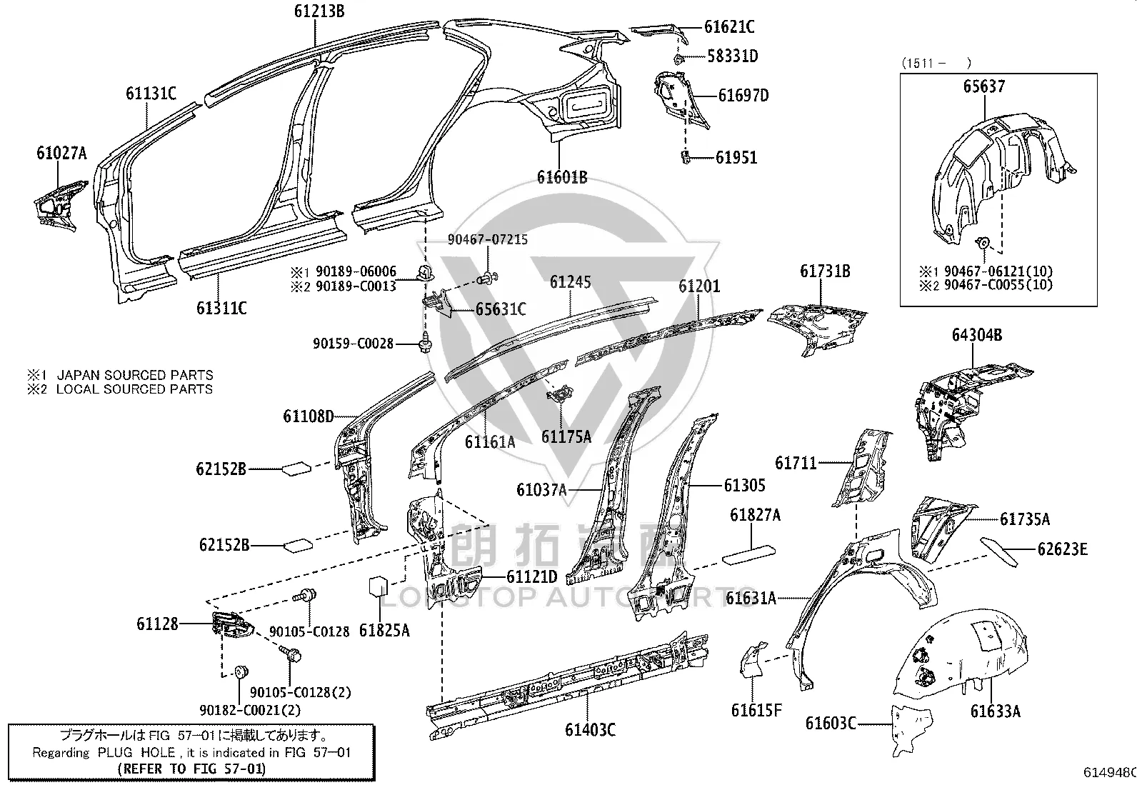 Rear Fender (Right) 61601-02440 for Toyota Levin