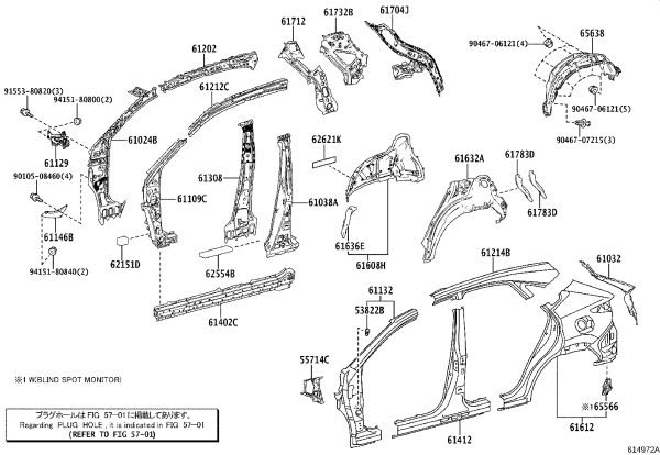 Side Sill Inner Plate 61312-78010 for Lexus NX