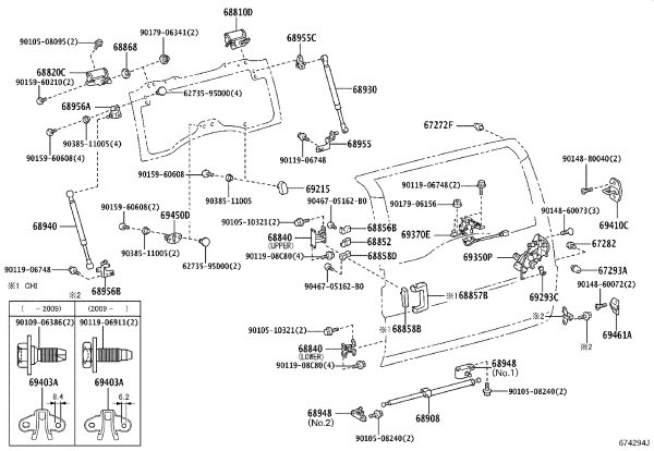 Rear Cover Hinge Left 68801-35011 for Toyota FJ Cruiser