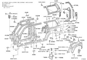 Left Rear Inner Roof Side Panel 61736-60041 for Toyota Land Cruiser