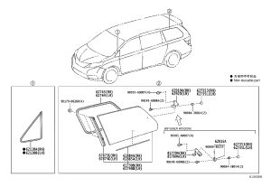 Rear Side Glass (Right) 62730-08161 for Toyota Sienna