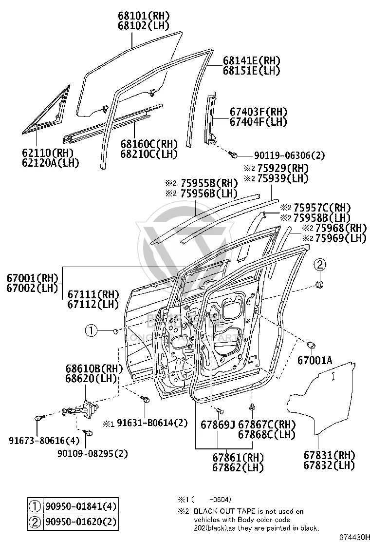 Front Door Seal Strip 67861-28082 for Toyota Previa