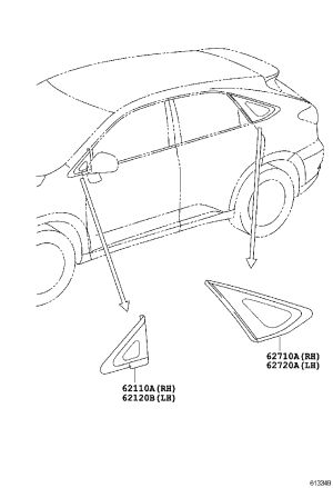 Front Door Quarter Glass Left 62120-48040 for Lexus RX270