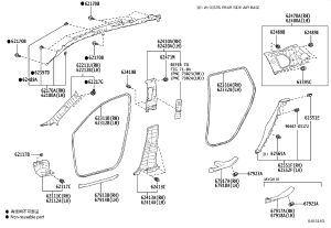Roof Curtain Airbag Assembly 62180-0A060 for Toyota Corolla