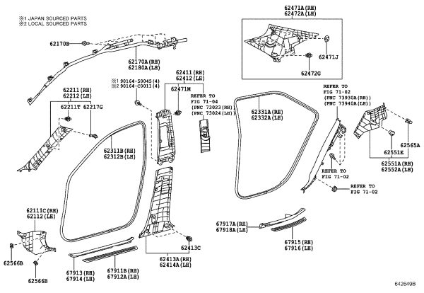 Front Door Body Sealing Strip 62312-0P030 for Toyota REIZ