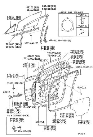 Front door glass seal strip (right exterior) 68161-28041 for Toyota Previa
