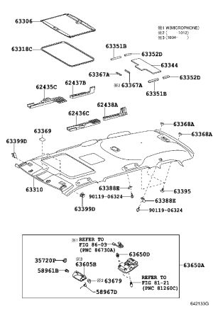 Right Inner Roof Trim Panel 62435-48010 for Toyota Highlander
