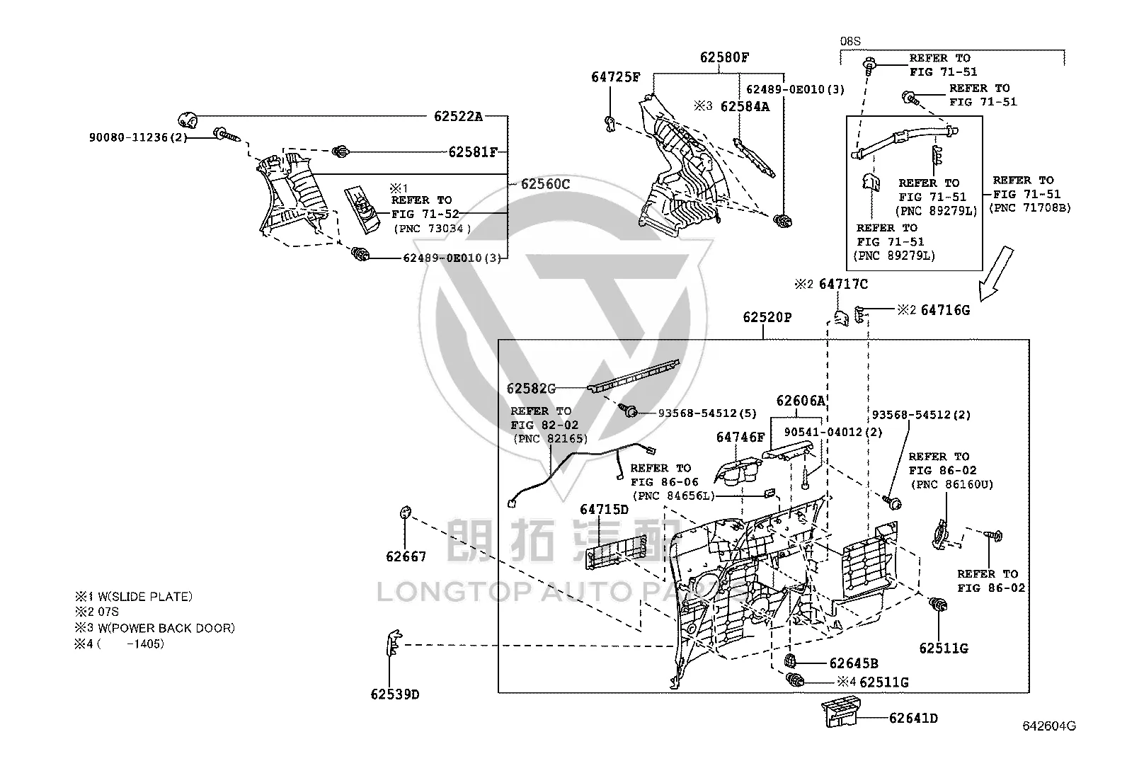 Left Rear Window Side Trim Assembly 62560-08050 for Toyota Sienna