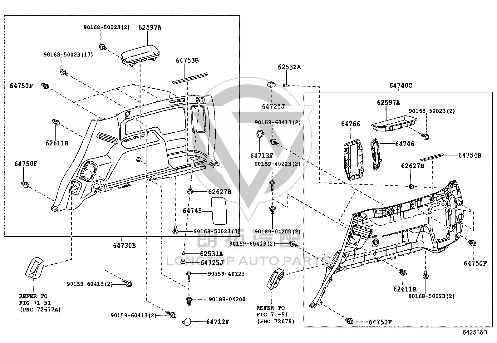 Trunk 2 Decorative Hook 64725-60020 for Toyota 4RUNNER