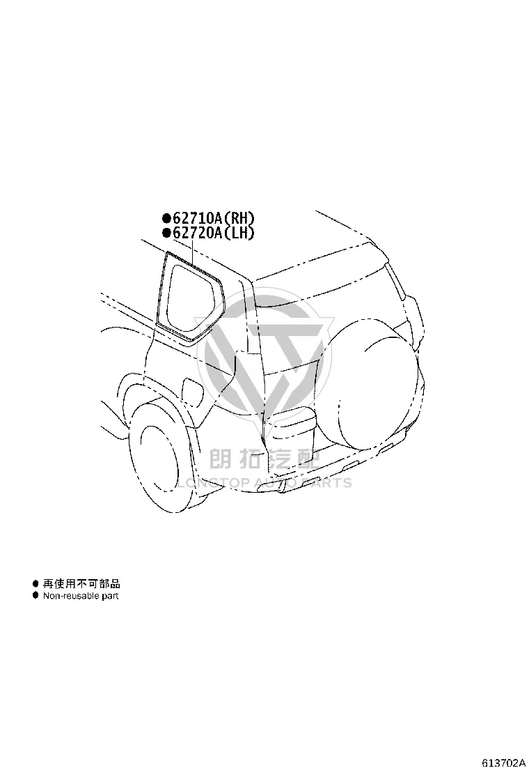 Rear Side Glass Left 62720-0G040 for Toyota Land Cruiser Prado