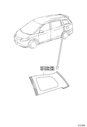 Rear Side Glass (Right) 62710-28401 for Toyota Previa