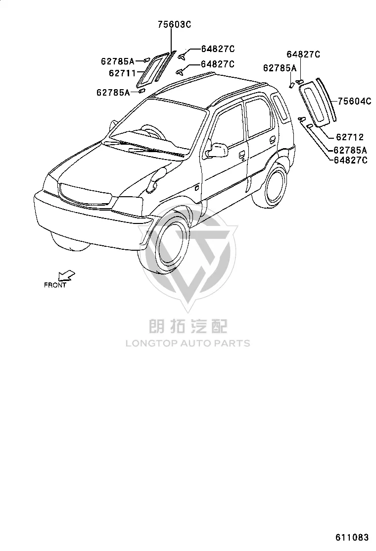 Rear Side Wall Glass Left 62712-87403 for Toyota Cami