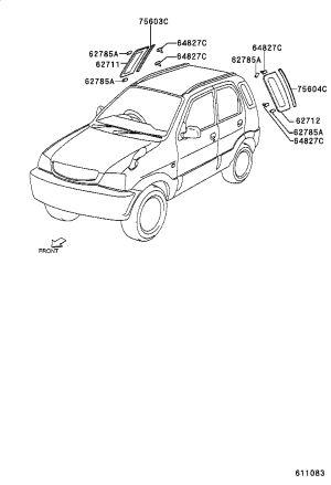 Rear Side Wall Glass Left 62712-87403 for Toyota Cami