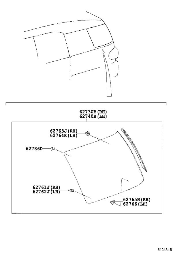 Rear Side Glass Right 62730-35163 for Toyota FJ Cruiser