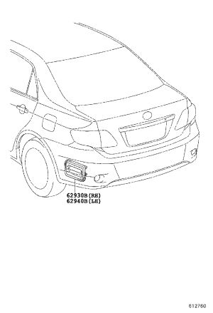 Rear bumper air vent (left) 62940-02160 for Toyota Corolla