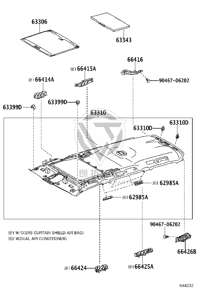 Roof lining 63310-6AA91 for Toyota Land Cruiser Prado