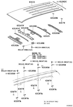 Roof Crossmember 63103-60050 for Toyota Land Cruiser