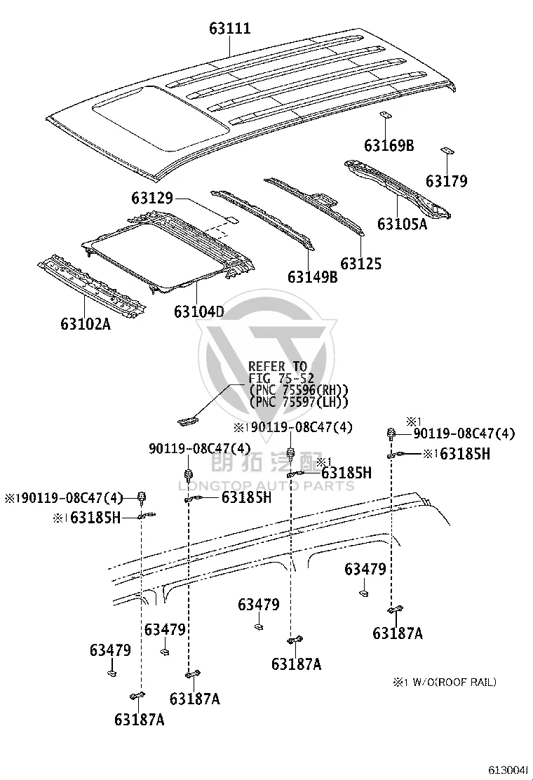 Sunroof Positioning Beam 63104-60060 for Toyota Land Cruiser