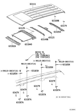 Sunroof Positioning Beam 63104-60060 for Toyota Land Cruiser