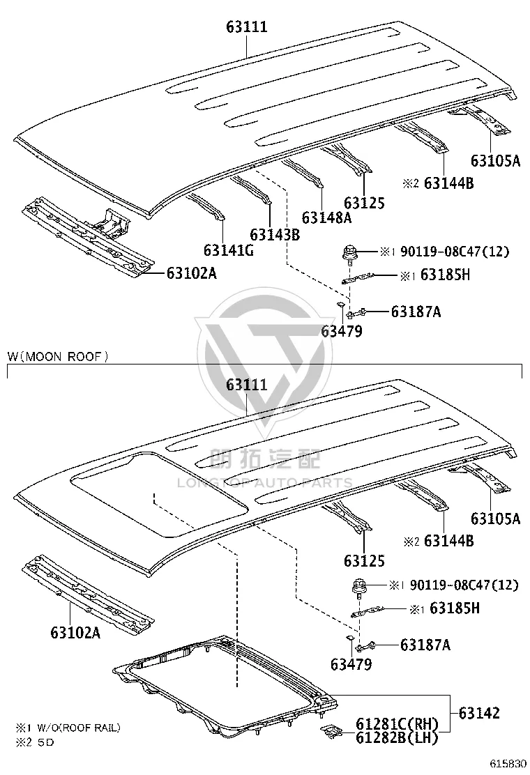 No. 2 Roof Panel Reinforcement 63125-60070 for Toyota Land Cruiser Prado