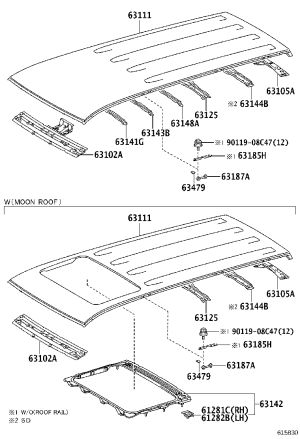 Roof Crossbar (Center) 63141-60110 for Toyota Land Cruiser Prado