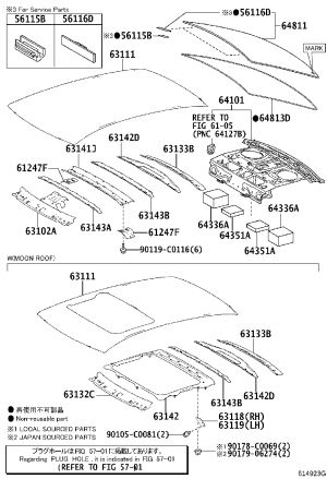 Rear windshield 64801-02300 for Toyota Corolla