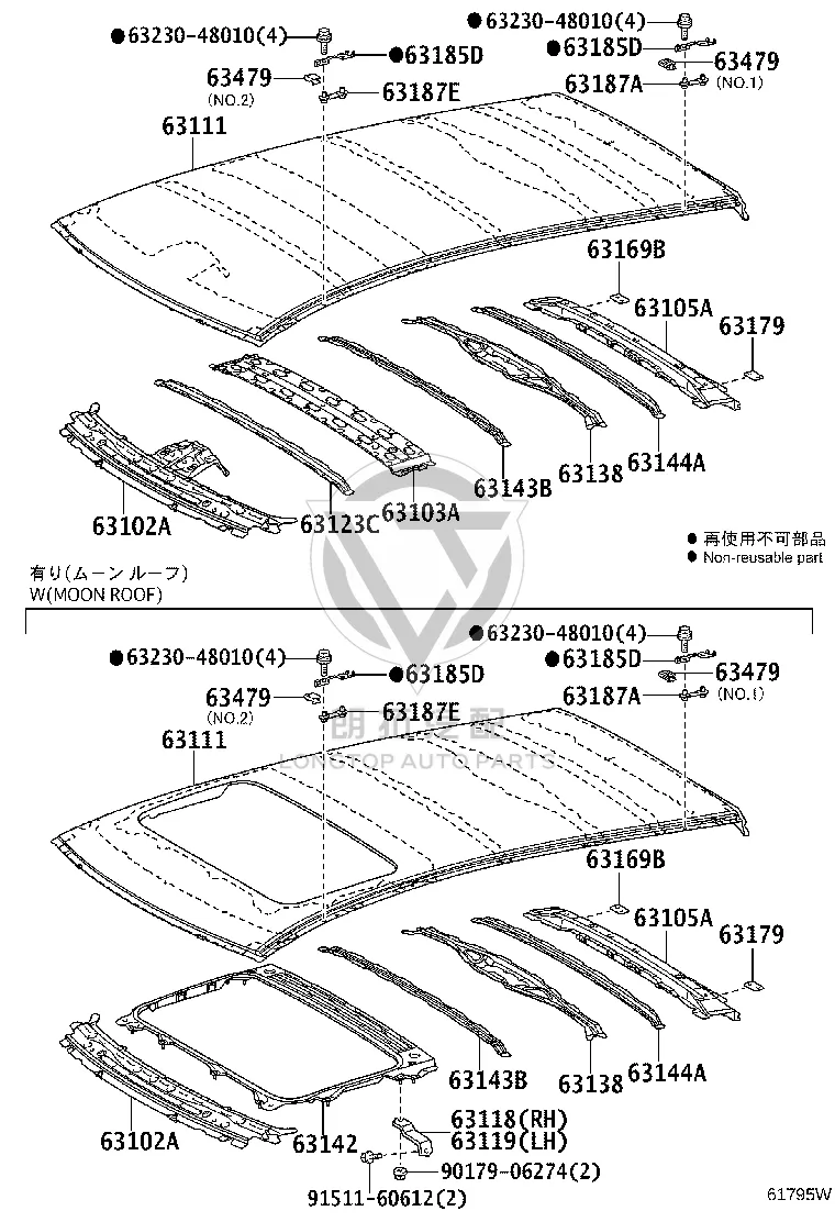 Roof Panel 63111-48160 for Lexus RX270