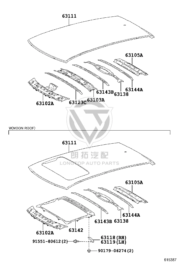 Roof Panel 63111-48300 for Lexus RX