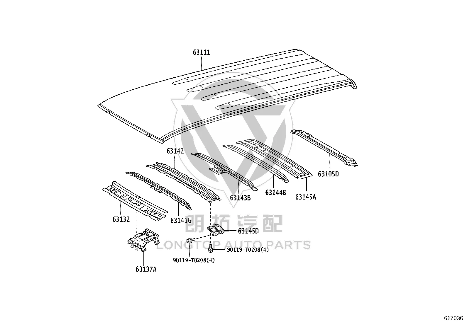 Outer Roof Panel 63111-KK040 for Toyota Fortuner